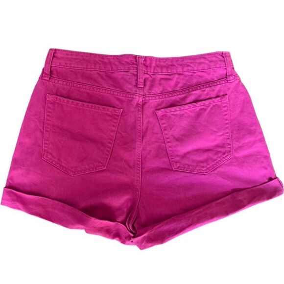Wild Fable Highest Rise Mom Jean Shorts Size 14/32 Pink Fuchsia Rolled Hem - Picture 2 of 15